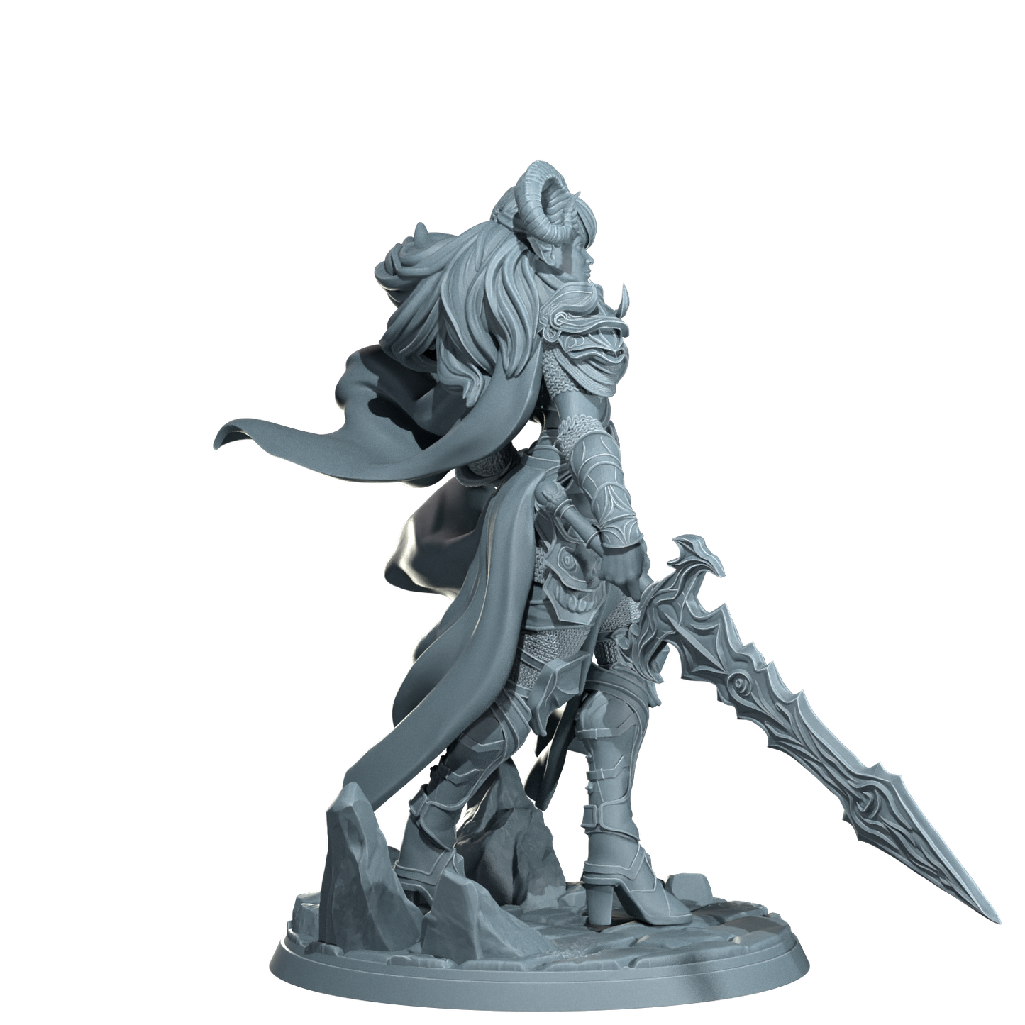 Kaela The Infernal Blade, Tiefling Warrior | Dungeons and Damsels | Cosmondo | 28mm, 32mm, 75mm | Dungeons & Dragons | TTRPG | RPG | Resin