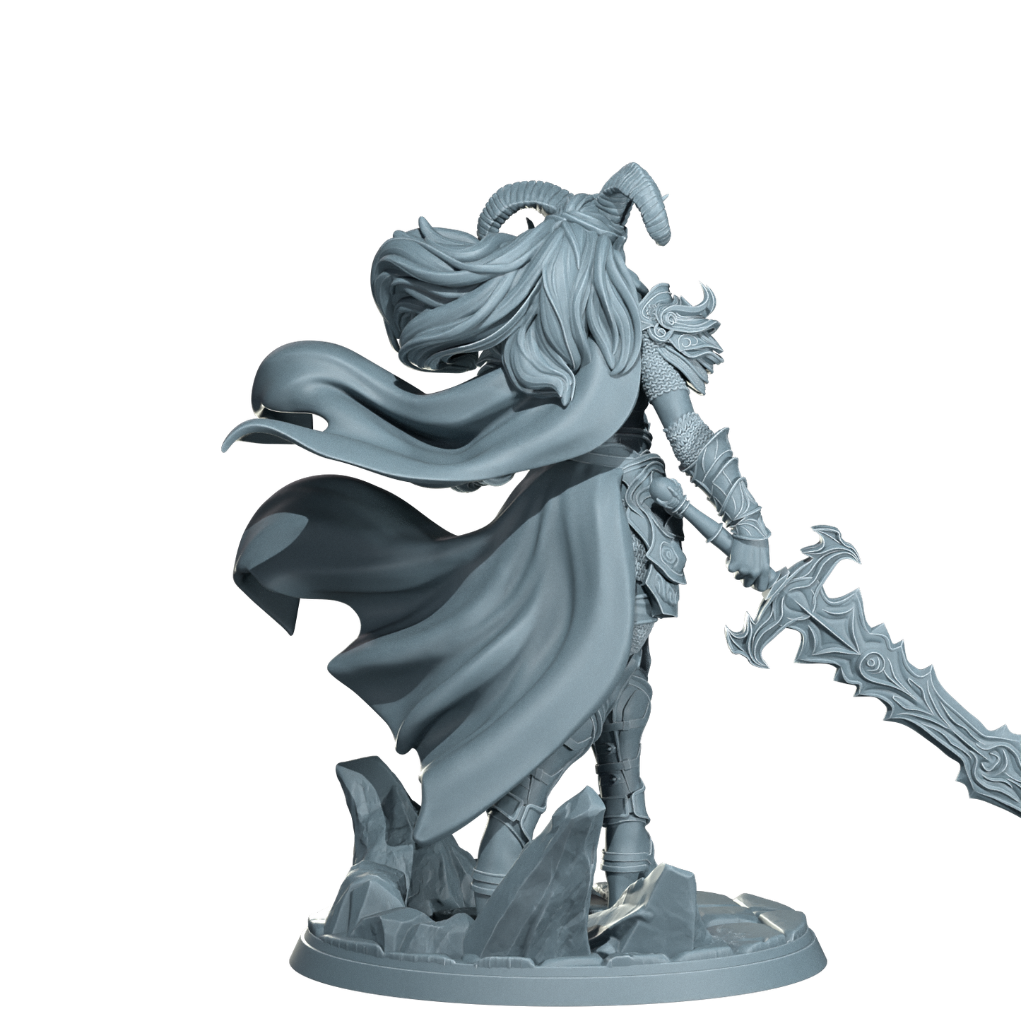 Kaela The Infernal Blade, Tiefling Warrior | Dungeons and Damsels | Cosmondo | 28mm, 32mm, 75mm | Dungeons & Dragons | TTRPG | RPG | Resin