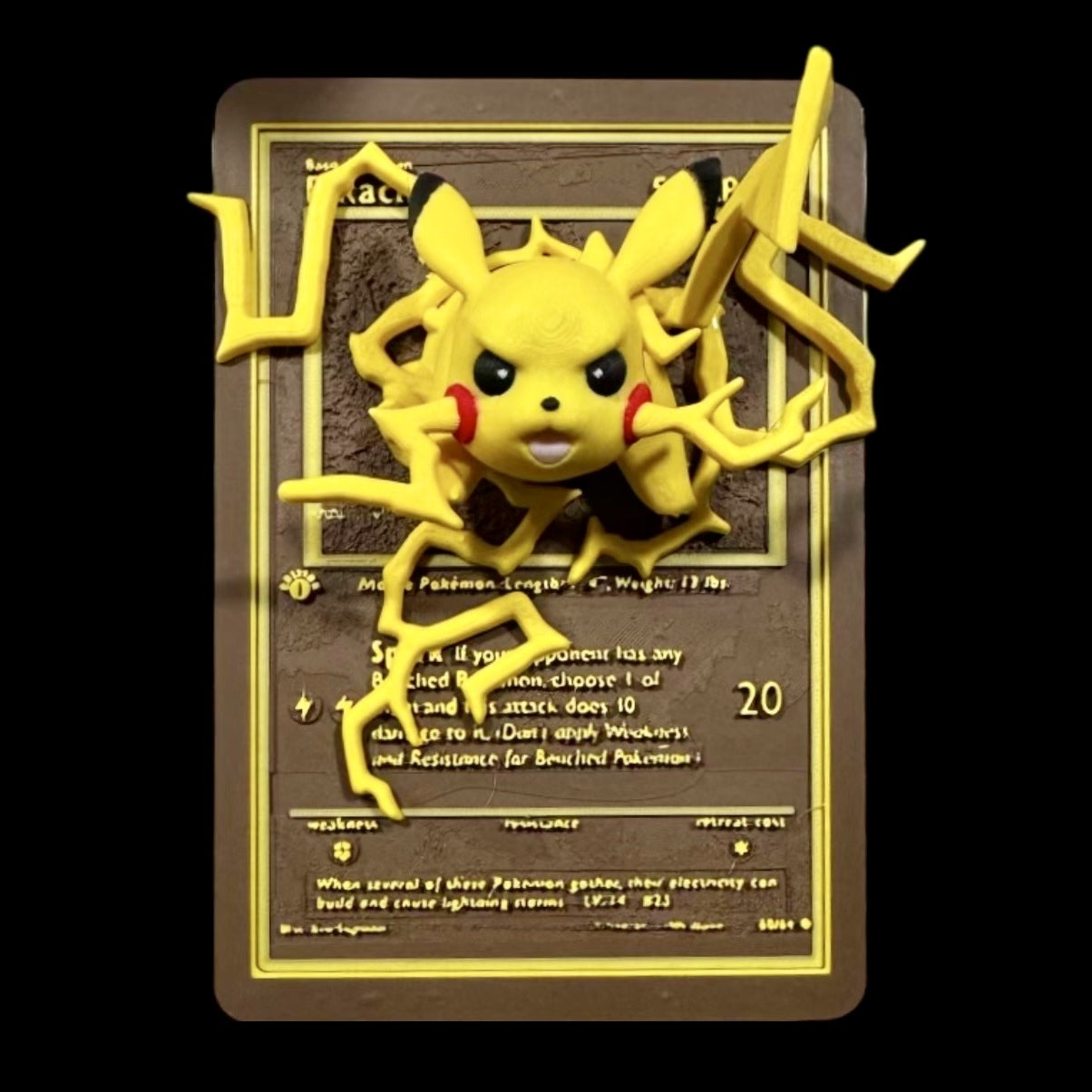 Pikachu - 3D Printed Pokemon Card Wall Hanger | Fan Art | Pokemon TCG | Resin Model | ABC3D Models