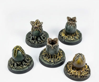 Xenomorph International Egg Miniatures: Set of 5 Papsikels 32mm Models for Alien RPG, Predator & Sci-Fi Gaming
