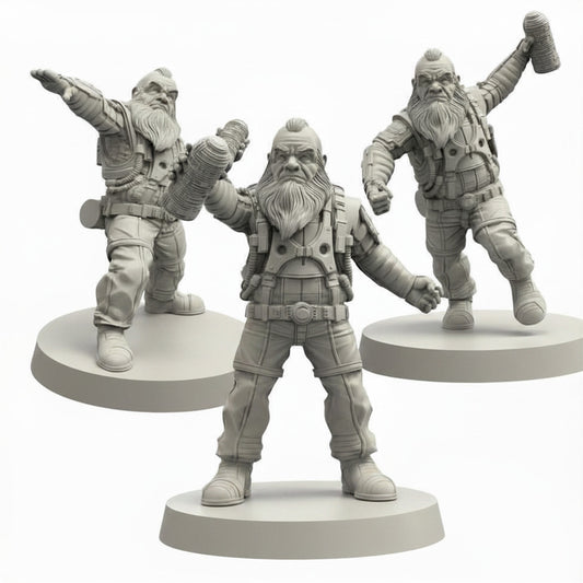 Cyberpunk Dwarf Throwers Papsikels Resin Miniatures