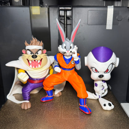 Looney Ball Z Crossover Resin Figures | DBZ x Looney Tunes Mashup | Nostalgic 3D Models | Fan Art Collectibles