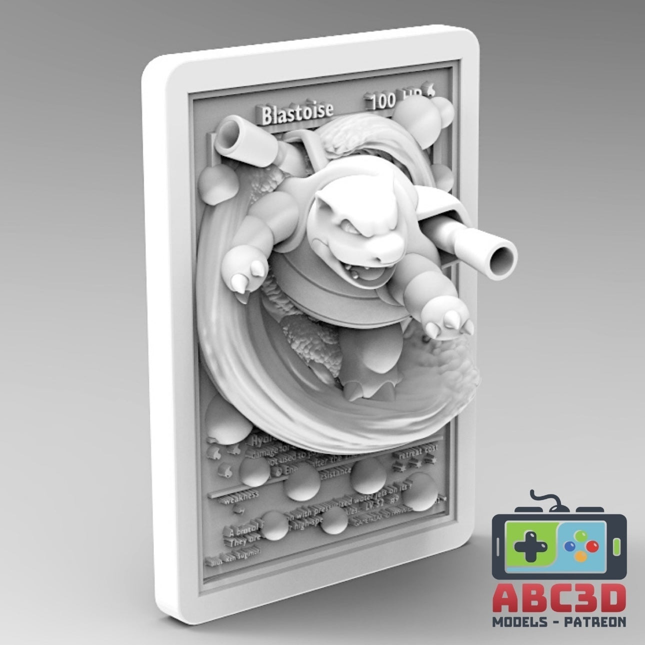 Blastoise - 3D Printed Pokemon Card Wall Hanger | Fan Art | Pokemon TCG | Resin Model | ABC3D Models
