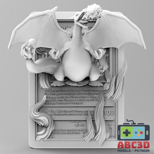 Charizard - 3D Printed Pokemon Card Wall Hanger | Fan Art | Pokemon TCG | Resin Model | ABC3D Models