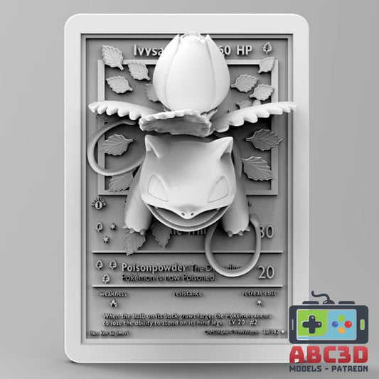 Ivysaur - 3D Printed Pokemon Card Wall Hanger | Fan Art | Pokemon TCG | Resin Model | ABC3D Models