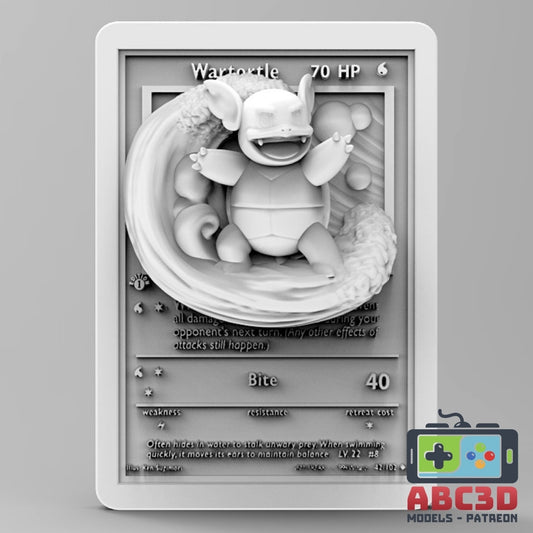 Wartortle - 3D Printed Pokemon Card Wall Hanger | Fan Art | Pokemon TCG | Resin Model | ABC3D Models