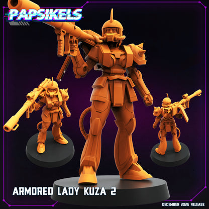 Cyberpunk Anime Armored Lady Kuza Miniatures Set Resin Sci Fi Tabletop RPG Models
