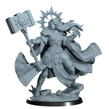Lyriana Dawnbringer, Aasimar Cleric | Dungeons and Damsels | Cosmondo | 28mm, 32mm, 75mm | Dungeons & Dragons | TTRPG | RPG | Resin