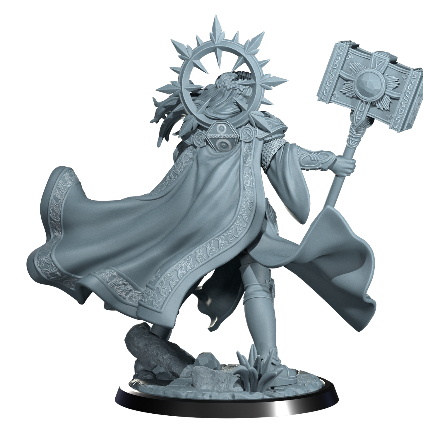 Lyriana Dawnbringer, Aasimar Cleric | Dungeons and Damsels | Cosmondo | 28mm, 32mm, 75mm | Dungeons & Dragons | TTRPG | RPG | Resin