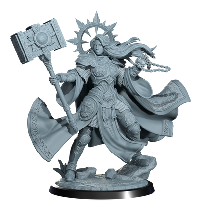 Lyriana Dawnbringer, Aasimar Cleric | Dungeons and Damsels | Cosmondo | 28mm, 32mm, 75mm | Dungeons & Dragons | TTRPG | RPG | Resin