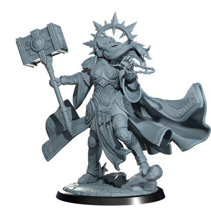 Lyriana Dawnbringer, Aasimar Cleric | Dungeons and Damsels | Cosmondo | 28mm, 32mm, 75mm | Dungeons & Dragons | TTRPG | RPG | Resin