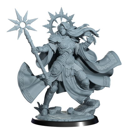 Lyriana Dawnbringer, Aasimar Cleric | Dungeons and Damsels | Cosmondo | 28mm, 32mm, 75mm | Dungeons & Dragons | TTRPG | RPG | Resin
