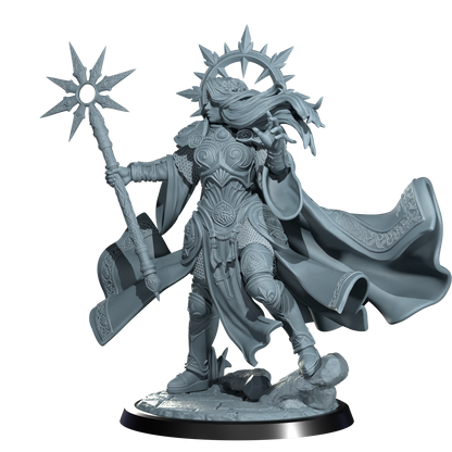 Lyriana Dawnbringer, Aasimar Cleric | Dungeons and Damsels | Cosmondo | 28mm, 32mm, 75mm | Dungeons & Dragons | TTRPG | RPG | Resin