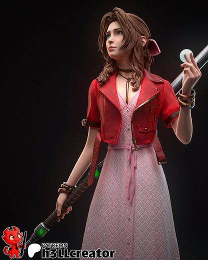 Aerith from Final Fantasy VII (fan art) | Full Model or Bust | Miniature scale 1:12 | h3LL Creator | DIY Model Kit