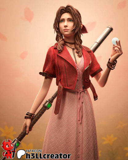 Aerith from Final Fantasy VII (fan art) | Full Model or Bust | Miniature scale 1:12 | h3LL Creator | DIY Model Kit