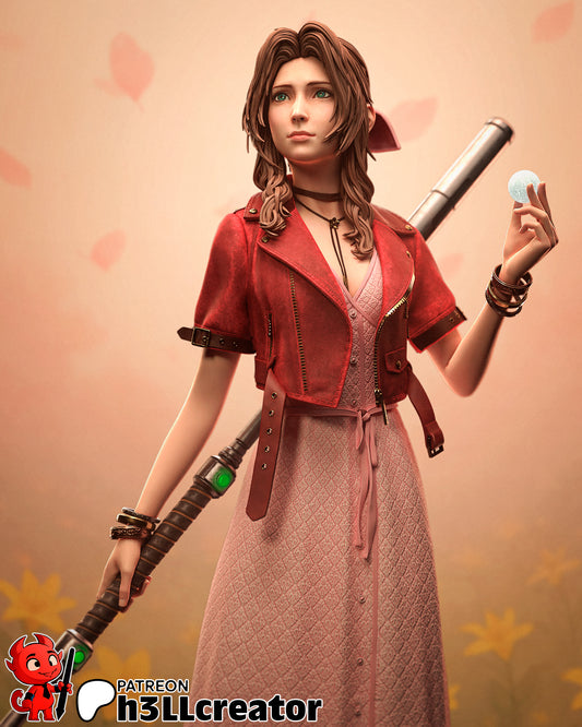 Aerith from Final Fantasy VII (fan art) | Full Model or Bust | Miniature scale 1:12 | h3LL Creator | DIY Model Kit
