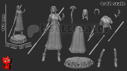 Aerith from Final Fantasy VII (fan art) | Full Model or Bust | Miniature scale 1:12 | h3LL Creator | DIY Model Kit