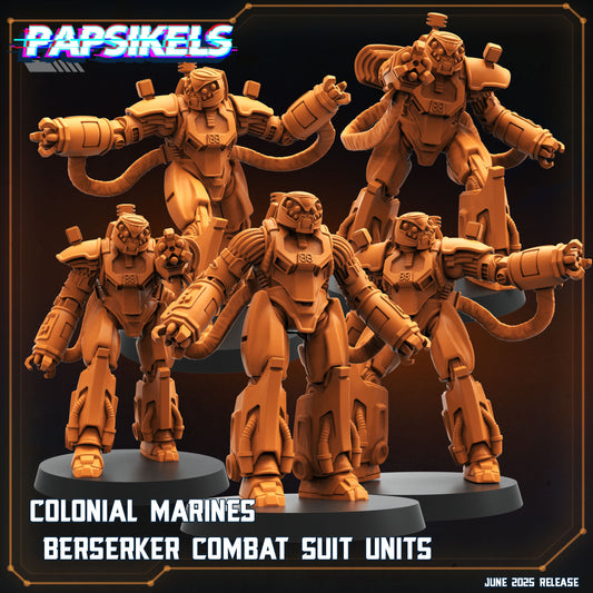 Aliens Vs Humans - Dark Space I Colonial Marines Berserker Combat Suit Units - Papsikels, 28 / 32mm Mini for TTRPG Gaming, Alien RPG