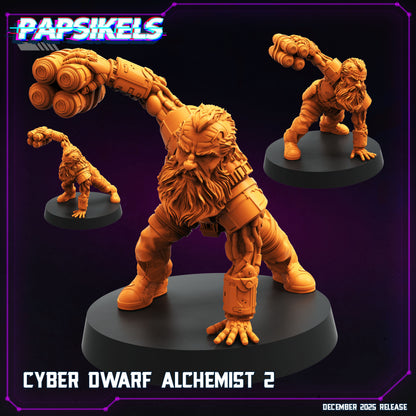 Cyber Dwarf Alchemist Cyberpunk Papsikels Resin Miniature Space Dwarf Engineer Sci Fi RPG Tabletop Wargaming Model Set of 3