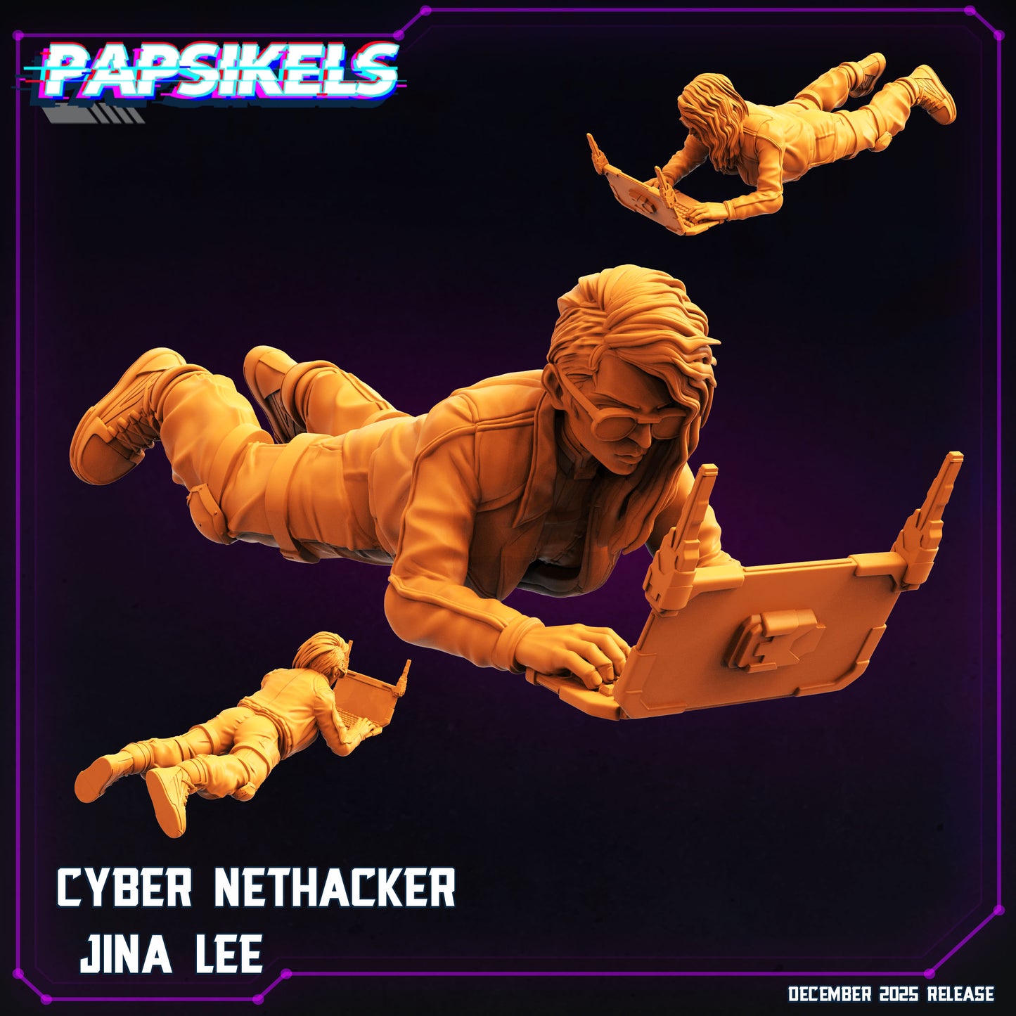 Cyberpunk Netrunner Hacker Jina Lee Miniature 32mm 28mm Sci-Fi RPG Resin Figure