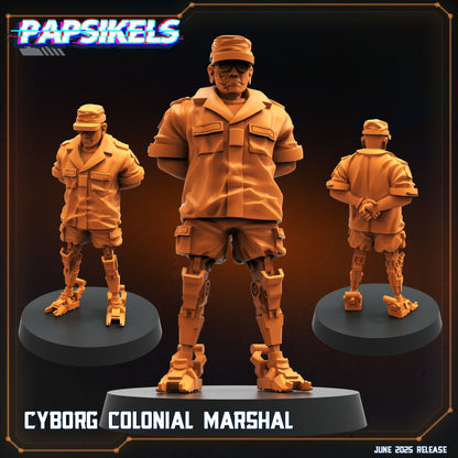 Aliens Vs Humans - Dark Space I Cyborg Colonian Marshal - Papsikels, 28mm / 32mm Mini for TTRPG Gaming, Alien RPG