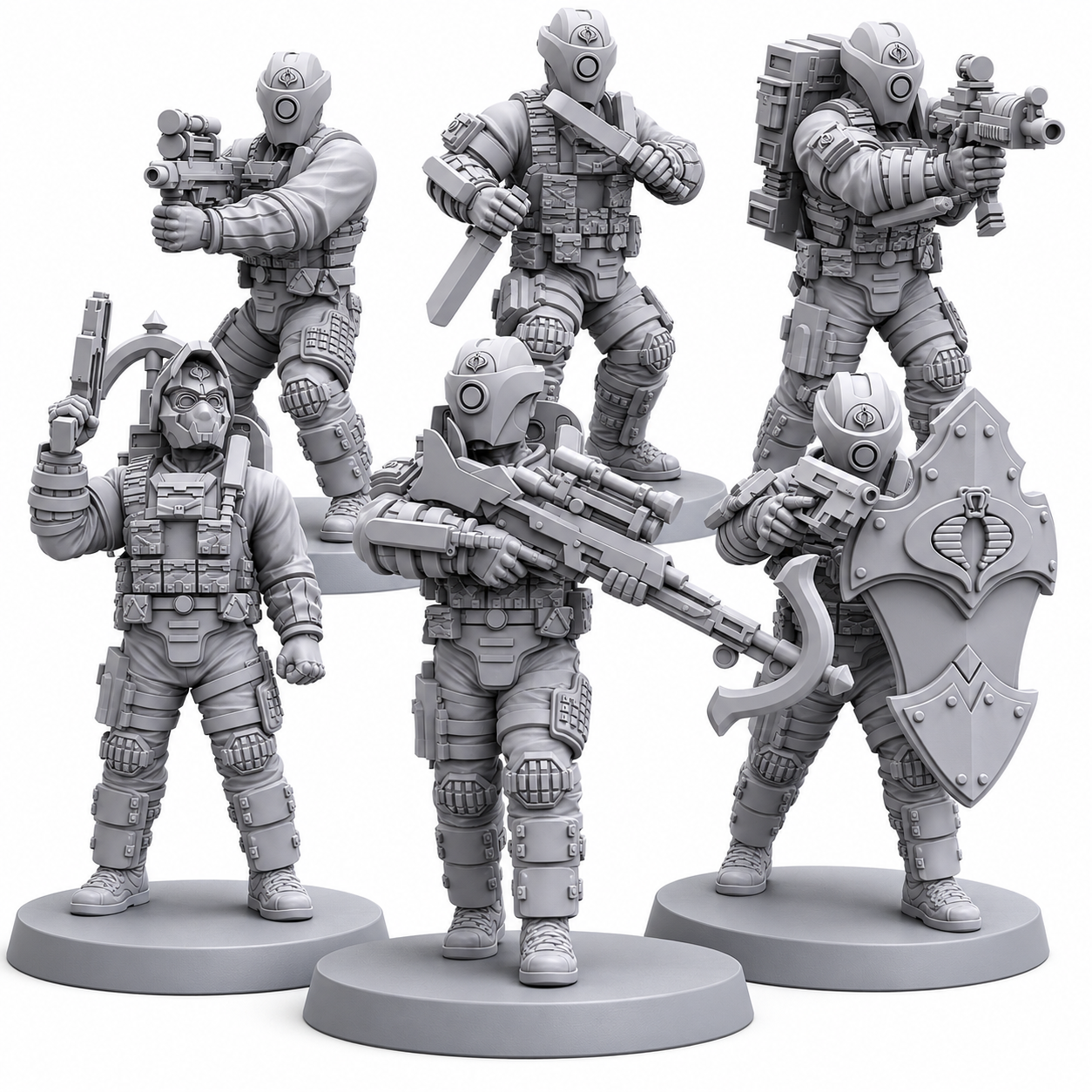 Cobra Alley Viper Troopers Cyberpunk Miniatures Set Papsikels Sci-Fi Resin Models