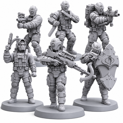 Cobra Alley Viper Troopers Cyberpunk Miniatures Set Papsikels Sci-Fi Resin Models