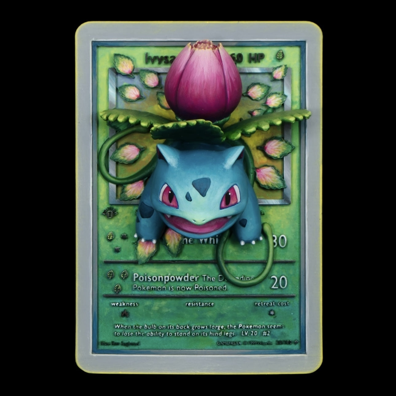 Ivysaur - 3D Printed Pokemon Card Wall Hanger | Fan Art | Pokemon TCG | Resin Model | ABC3D Models