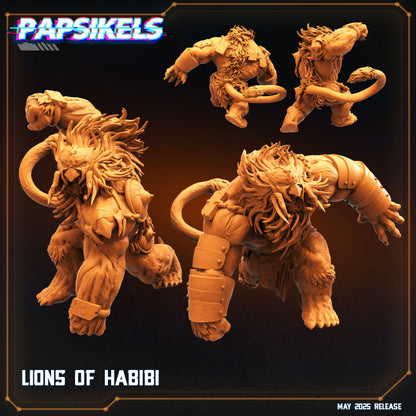 Lions of Habibi - Set of 2 | Trench Crusade | Papsikels Fantasy, Resin Miniature - Tabletop miniature - Fantasy Miniature - 32mm