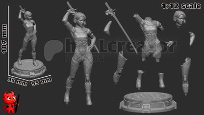 Mio from Split Fiction (fan art) | Full Model or Bust | Miniature scale 1:12 | h3LL Creator | DIY Model Kit