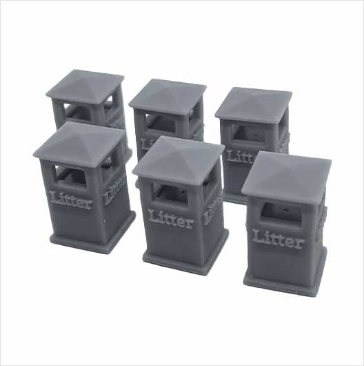 OO Scale Ready to Paint Civic Litter Bin - Style 1 (6 pack)