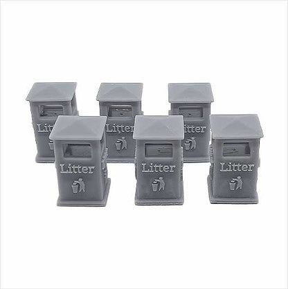 O Scale Ready to Paint Civic Litter Bin - Style 2 (6 pack)