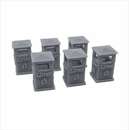 OO Scale | Ready to Paint | Civic Litter Bin - Style 2 (6 pack)