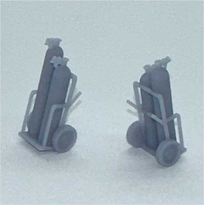 OO Scale Ready to Paint Oxy-Acetylene Cylinders On Trolley (2 pack)