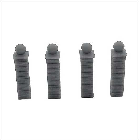 OO Scale Ready to Paint Brick Wall Pier with Ball-Style Caps (4 pack)