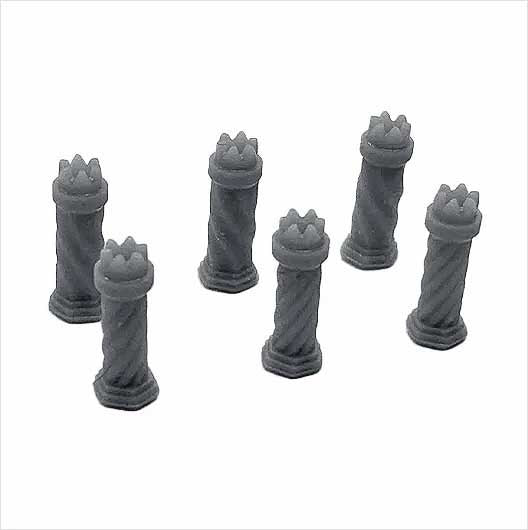 OO Scale Ready to Paint Chimney Pot - Tudor-Style - Mixed (6 pack)