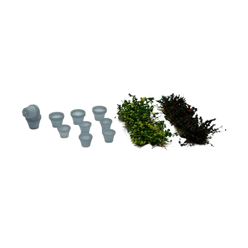 OO Scale | Ready to Paint | Terracotta Plant Pot with Flower Patches (16 pieces)