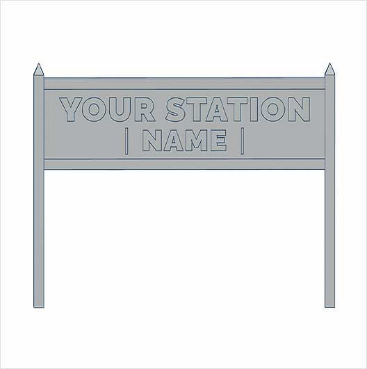 O Scale Ready to Paint Double-Sided Personalised Steam-Era Station Name Board - Style 2 - Two Lines of Text (3 pack)