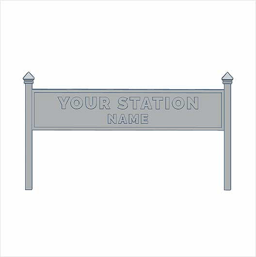 O Scale Ready to Paint Double-Sided Personalised Steam-Era Station Name Board - Style 1 - Two Lines of Text (3 pack)
