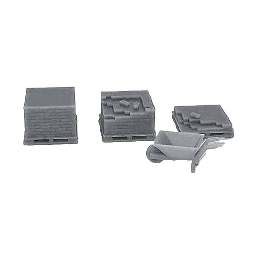 OO Scale Ready to Paint Pallets of Bricks and Wheelbarrow