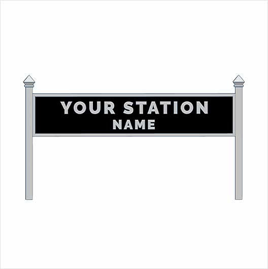 N Scale | Pre-Coloured | Single-Sided Personalised Steam-Era Station Name Board - Style 1 - Two Lines of Text