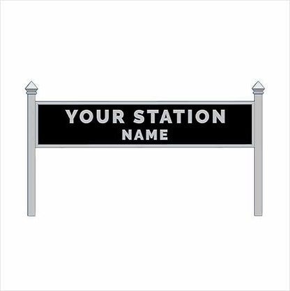 N Scale Pre-Coloured Double-Sided Personalised Steam-Era Station Name Board - Style 1 - Two Lines of Text
