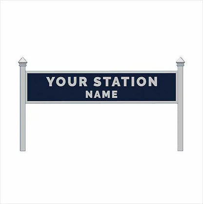 O Scale Pre-Coloured Double-Sided Personalised Steam-Era Station Name Board - Style 1 - Two Lines of Text