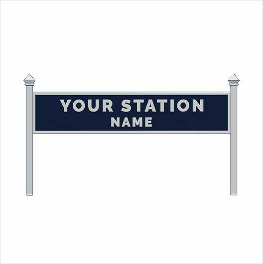 N Scale Pre-Coloured Double-Sided Personalised Steam-Era Station Name Board - Style 1 - Two Lines of Text