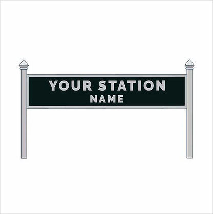 O Scale Pre-Coloured Double-Sided Personalised Steam-Era Station Name Board - Style 1 - Two Lines of Text