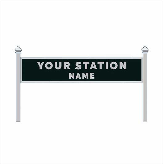 N Scale Pre-Coloured Double-Sided Personalised Steam-Era Station Name Board - Style 1 - Two Lines of Text