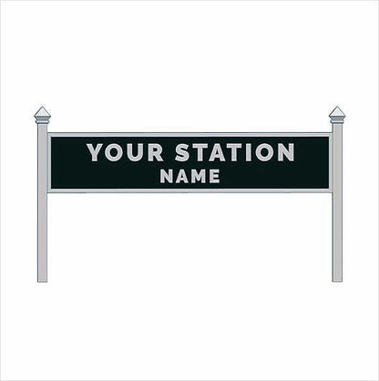 OO Scale | Pre-Coloured | Single-Sided Personalised Steam-Era Station Name Board - Style 1 - Two Lines of Text