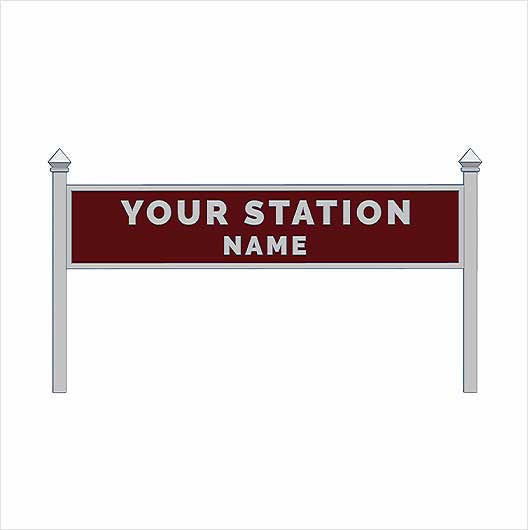 N Scale | Pre-Coloured | Single-Sided Personalised Steam-Era Station Name Board - Style 1 - Two Lines of Text