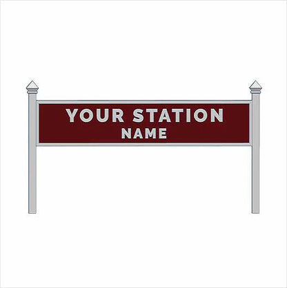O Scale Pre-Coloured Double-Sided Personalised Steam-Era Station Name Board - Style 1 - Two Lines of Text