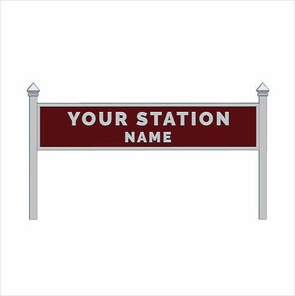 OO Scale | Pre-Coloured | Single-Sided Personalised Steam-Era Station Name Board - Style 1 - Two Lines of Text